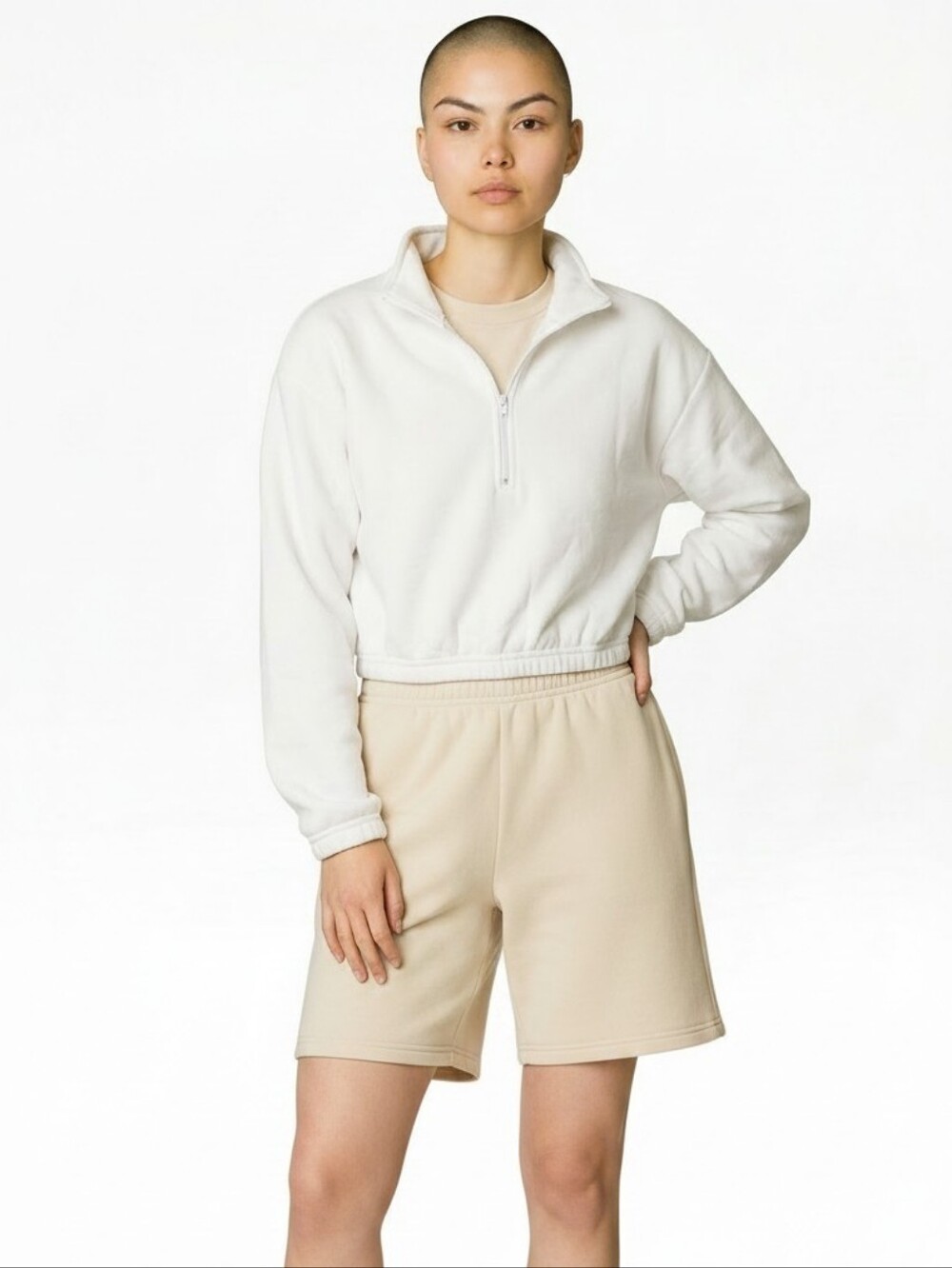 Women's Cropped Quarter-Zip Pullover Los Angeles Apparel Size XS/S